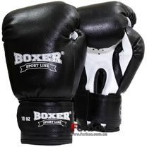 Боксерские перчатки Boxer кожа (2023-01Ч, черные)