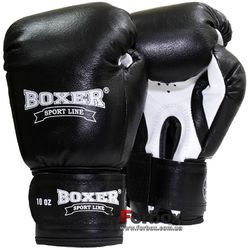 Боксерські рукавички Boxer шкіра (2023-01Ч, чорні)