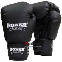 Боксерские перчатки Boxer кожзам (2024-02Ч, черные)