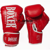 Перчатки боксерские Boxer Элит с увеличенным манжетом кожзам (2124-04К, красные)