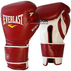 Боксерские перчатки Everlast MX Training gloves из натуральной кожи (2200000, красно-белые)