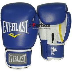 Рукавиці боксерські Everlast Muay Thai Pro натуральна шкіра (811206, синьо-білі)