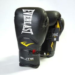 Боксерские тренировочные перчатки Everlast Elite Hook and Loop (9283587840, черные)