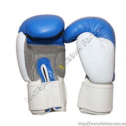 Перчатки для бокса Everlast кожа (BO-3626, сине-белые)