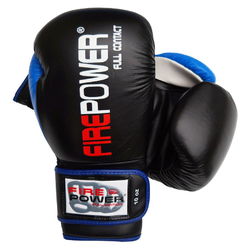 Рукавиці боксерські FirePower Black/Blue (FPBG9-BK-BL, Чорний)