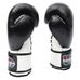 Боксерські рукавиці FirePower на шнурках та липучці (FPBG10-BK, чорно-білі)