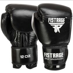 Боксерские перчатки Fistrage кожа (VL-5561-BK, черные)