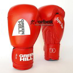 Боксерські рукавички Super Star Green Hill з акредитацією AIBA (BGS-1213a, червоні)