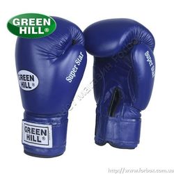 Боксерские перчатки Green Hill Super Star кожаные (BGS-1213c, синие)