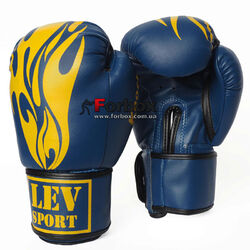 Рукавички для боксу Клас стреч Лев спорт (13081-blyl, синьо-жовті)