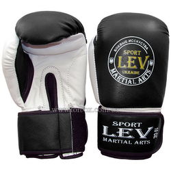 Перчатки для бокса кожа Klass Lev (1308-bkwh, черно-белые)