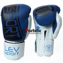Боксерские перчатки Lev Sport серии Элит из PU кожи (Elit-strech, бело-синие)