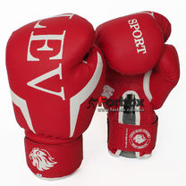 Боксерские перчатки Lev Sport с увеличенным манжетом кожзам (1333, красные)