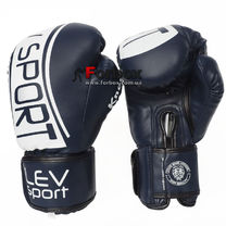 Боксерские перчатки Lev Sport серии Элит из PU кожи (Elit-strech, сине-белые)