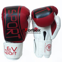 Боксерские перчатки Lev Sport серии Элит из PU кожи (Elit-strech, красно-черные)