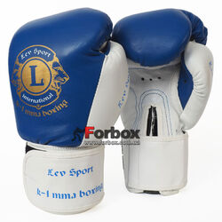 Боксерські рукавиці VIP шкіра Lev (1303-blwh, синьо-білі)