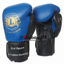 Боксерські рукавиці VIP шкіра Lev (1303-blbk, синьо-чорні)