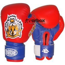 Детские боксерские перчатки REYVEL Тигр (YBGRT, красно-синие)