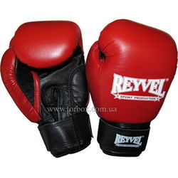 Боксерські рукавиці REYVEL шкіра+вініл (0039-rd, червоні)