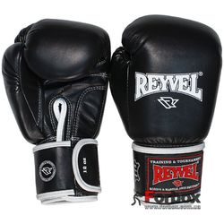 Боксерські рукавиці REYVEL шкіра (0009-bk, чорний)