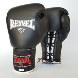 Профессиональные боксерские перчатки REYVEL Pro на шнуровке (0048-bk, черные)
