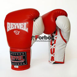 Профессиональные боксерские перчатки REYVEL Pro на шнуровке (0048-rd, красные)