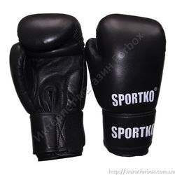 Рукавиці для боксу шкіра Sportko чорні