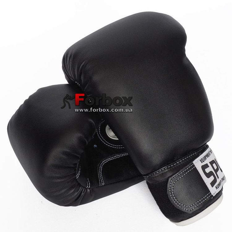Боксерские перчатки Spurt из кожзама серии Элит (4001-BK, черные ...
