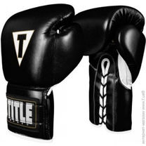 Боксерські рукавички TITLE Boxeo Mexican Leather Lace Training Gloves (BATGL3-BK-WH, Чорний)