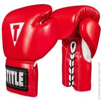 Боксерские перчатки TITLE Boxeo Mexican Leather Lace Training Gloves Tres (BATGL3-RD-WH, Красный)