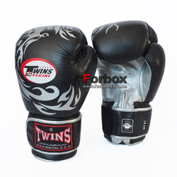Боксерські рукавички Twins Dragon шкіряні (repl-0270, чорно-сірий)
