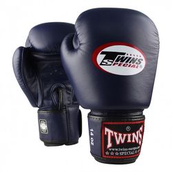 Перчатки для бокса Twins кожаные (BGVL3-N, Темно-синий)