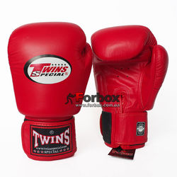 Боксерские перчатки Twins из натуральной кожи (BGVL-3-RD, красные)