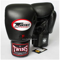 Боксерские перчатки Twins из натуральной кожи (BGVL-3-BK, черные)