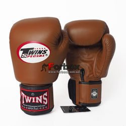 Боксерские перчатки Twins из натуральной кожи (BGVL-3-BR, коричневые)