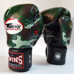 Боксерские перчатки Twins из натуральной кожи (FBGV-JG, зеленый камуфляж)