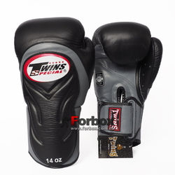 Боксерские перчатки Twins из натуральной кожи (BGVL-6-BK, черные)