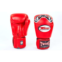 Боксерские перчатки Twins из натуральной кожи (FBGV-25-RD, красные)