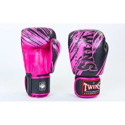 Боксерские перчатки Twins из натуральной кожи (FBGV-TW2-PK, черно-розовые)