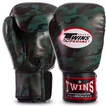 Боксерские перчатки Twins из PU кожи (FBGVS3-ML-DG, Зеленый камуфляж)
