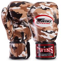 Боксерські рукавички Twins з PU шкіри (FBGVS3-ML-BR, Коричневий камуфляж)