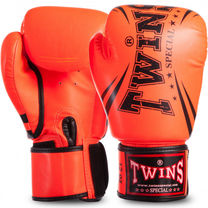 Боксерские перчатки Twins из PU кожи (FBGVS3-TW6-DO, Темно-оранжевый)