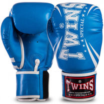 Боксерські рукавички Twins з PU шкіри (FBGVS3-TW6-BU, Синій)