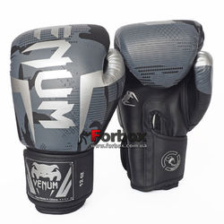 Боксерські рукавички VNM Elite на липучці з PU шкіри (BO-2532-BKGR, чорно-сірий)