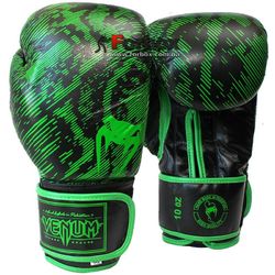 Боксерські рукавиці Venum Fusion шкіра (VL-5796-G, чорно-зелені)