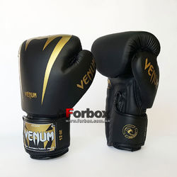 Боксерські рукавиці Venum Giant 2.0 на липучці з PU шкіри (BO-8349-BKG, чорно-золотий)