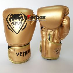 Боксерские перчатки Venum Contender 2.0 на липучке из PU кожи (BO-8351-GD, золотой)