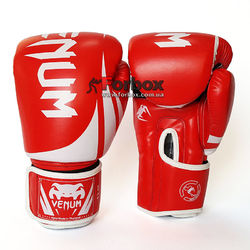 Боксерские перчатки Venum Challenger 2.0 на липучке из PU кожи (BO-8352-R, красно-белый)