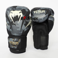 Перчатки боксерские Venum кожаные (DCS014, черно-серый)