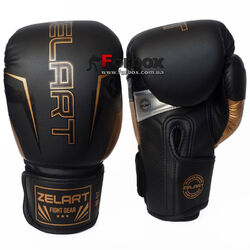 Боксерские перчатки Zelart Fight Gear на липучке из PU кожи (BO-1221, черно-золотой)